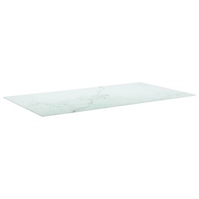 vidaXL Плот за маса бял 120x65см 8мм закалено стъкло с мраморен дизайн