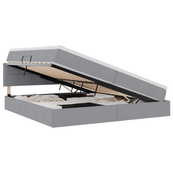 vidaXL Легло с място за съхранение и матрак Светлосиво 200 x 200 cm