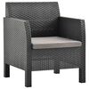 vidaXL Градински стол с възглавница, антрацит, 63x65x76 см, PP ратан