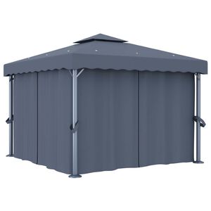 vidaXL Шатра със завеси, 3x3 м, антрацит, алуминий