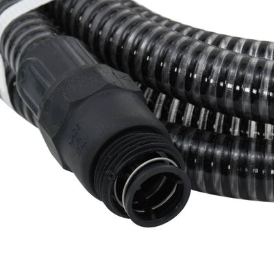 vidaXL Смукателен маркуч с PVC конектори черен 1" 4 м PVC