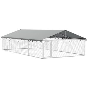 vidaXL Дворна клетка за кучета с покрив, 600x300x150 см