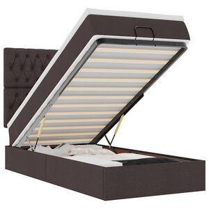 vidaXL Османска легло с матрак и LED, тъмнокафяво, 100x200 см, плат