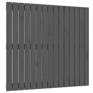 vidaXL Стенна табла за спалня, сива, 95,5x3x90 см, борово дърво масив