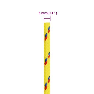 vidaXL Въже за лодка жълто 2 мм 25 м полипропилен