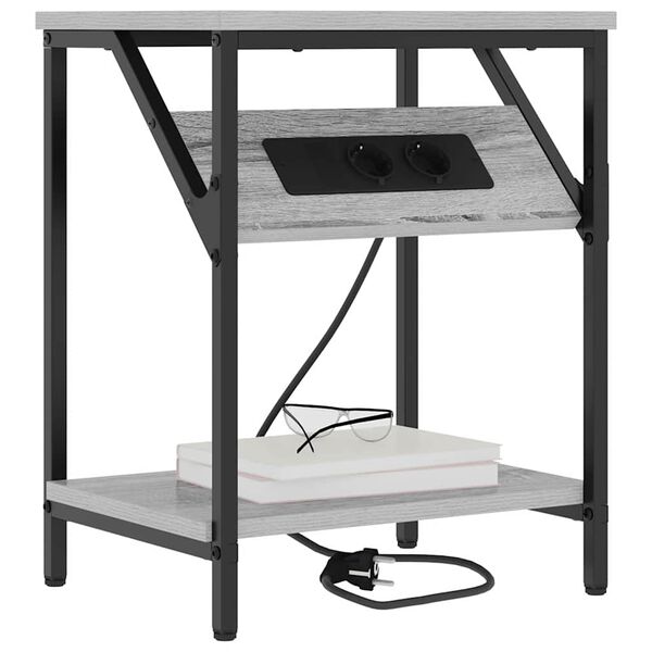 vidaXL Нощен шкаф Сив Сонома 38 x 30 x 48 см Инженерно дърво