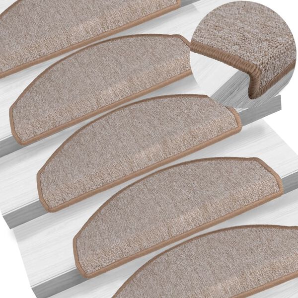 vidaXL Изтривалки за стълби, 15 бр., 65x24x4 см, светлокафяви, полукръгли, големи