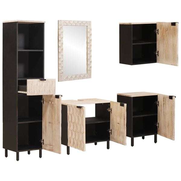 vidaXL Комплекти за баня с чекмедже 5 pcs Финал на бяло измиване