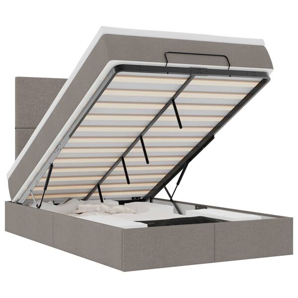 vidaXL Османска легло с матрак и LED, таупе, 120x190 см, плат