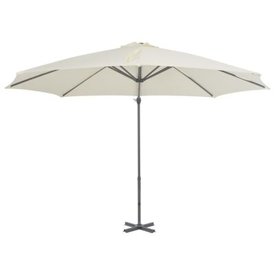 vidaXL Градински чадър чупещо рамо с алуминиев прът 300 см пясъчен