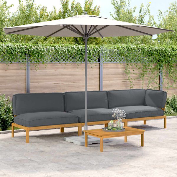 vidaXL Комплект дивани 4 pcs Антрацит Солидно акациево дърво