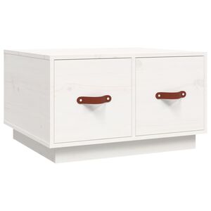 vidaXL Кафе маса, бяла, 60x53x35 см, борово дърво масив