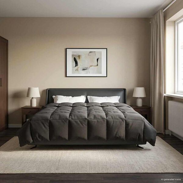 vidaXL Пълно годишно юрганче Патичено Антрацит 200 x 220 cm Микрофибър