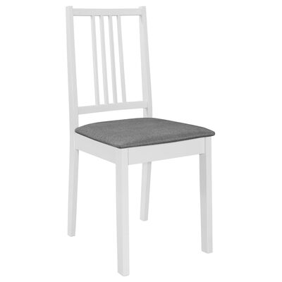 vidaXL Трапезни столове с тапицерия, 2 бр, бели, масивна дървесина