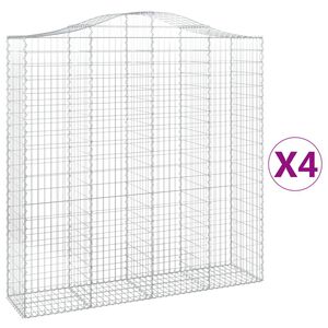 vidaXL Габионни кошници арка 4 бр 200x50x200/220 см поцинковано желязо
