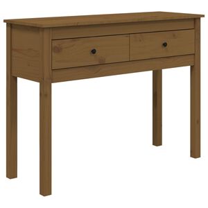 vidaXL Конзолна маса, меденокафява, 100x35x75 см, борово дърво масив