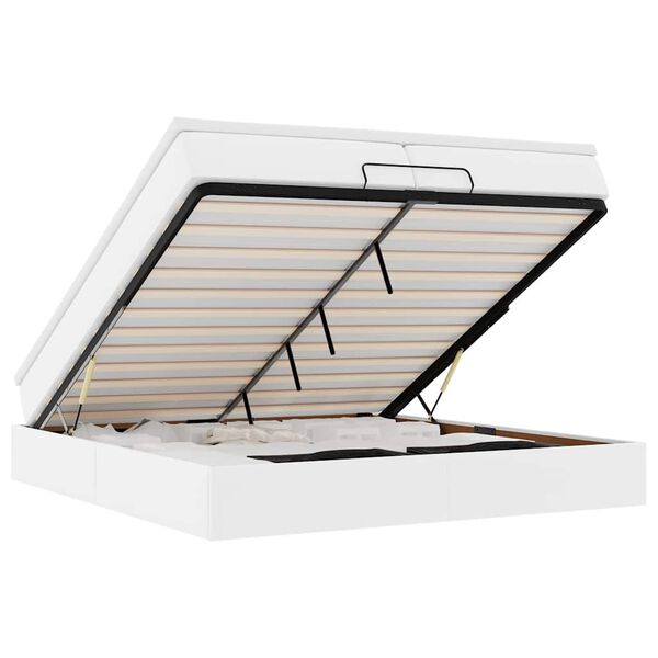 vidaXL Османска легло с матраци, бяло, 200x200 см, изкуствена кожа