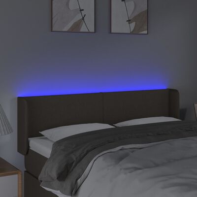 vidaXL LED горна табла за легло, таупе, 147x16x78/88 см, плат