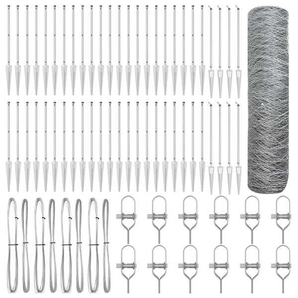 vidaXL Стълб за ограда. Сребрист 100 x 0,6 м (36 мм мрежа) Стомана