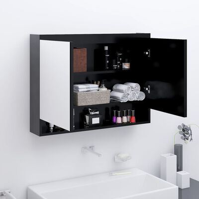 vidaXL Шкаф с огледало за баня, 80x15x60 см, МДФ, антрацит