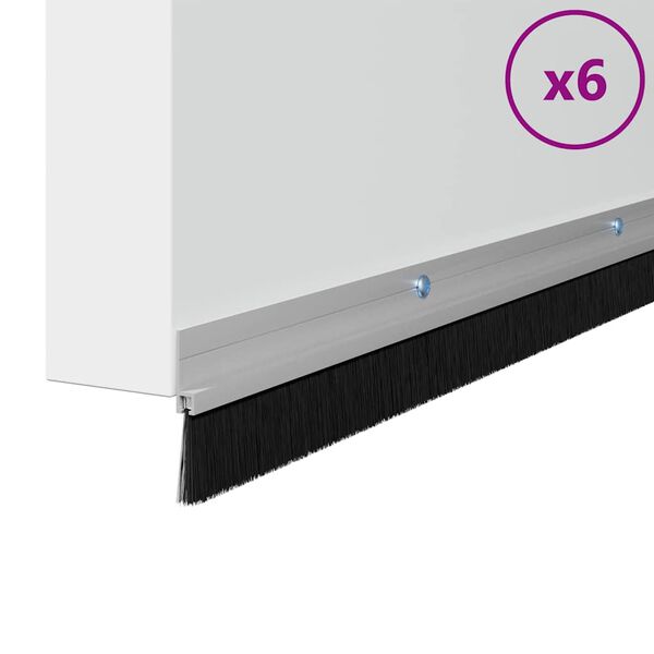 vidaXL Запечатващи четки за врата с винтово закрепване 6 pcs Сребрист