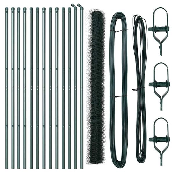 vidaXL Стълб за ограда. Зелен 25 x 1,5 м (36 мм мрежа) Стомана