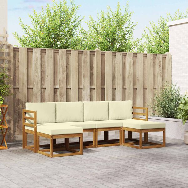 vidaXL Комплект дивани за открито 6 pcs Натурален и Крема