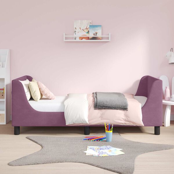 vidaXL Легло за деца с табла с таблото Лилаво 80 x 160 cm Кадифе