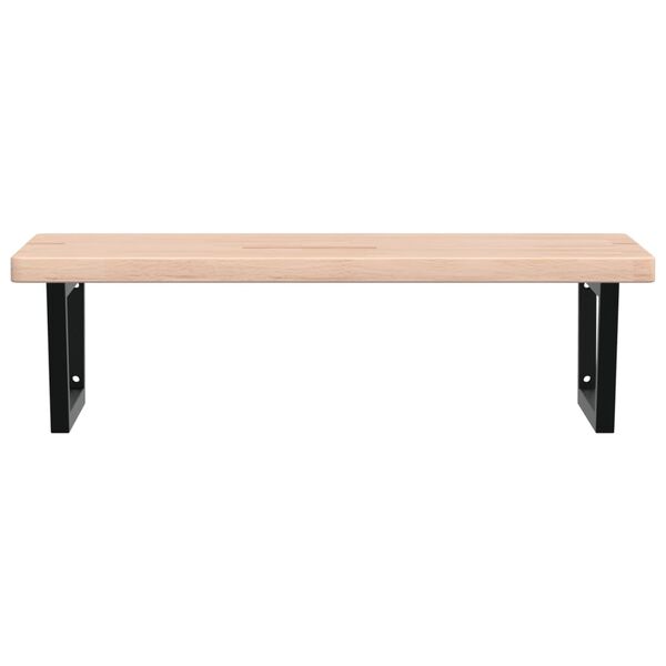 vidaXL Стенен рафт за мивка, стомана и масивно дърво дъб