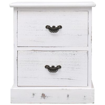 vidaXL Нощни шкафчета, 2 бр, бели, 38x28x45 см, дърво от пауловния