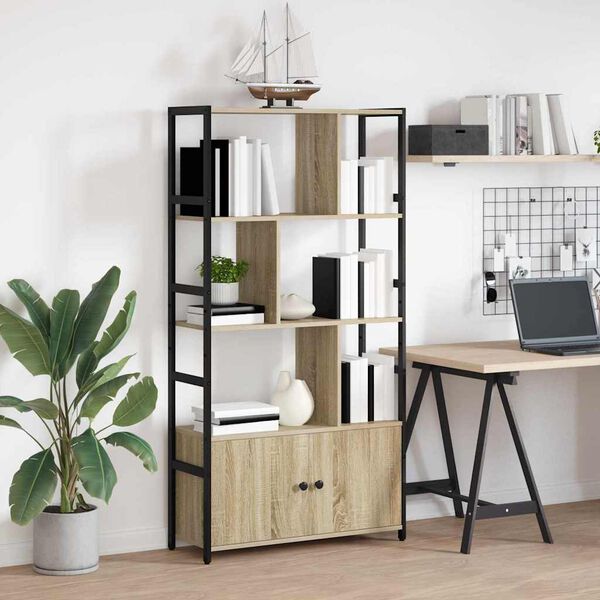 vidaXL Рафт за книги Сонома дъб 80 x 30 x 155,5 см Инженерно дърво