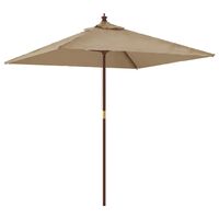 vidaXL Градински чадър с дървен прът, таупе, 198x198x231 см