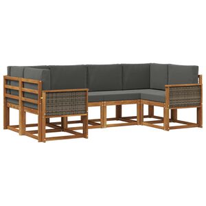 vidaXL Комплект дивани за открито 6 pcs Натурален и Антрацит