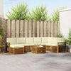vidaXL Комплекти дивани 9 pcs Натурален и Крема Солидно акациево дърво