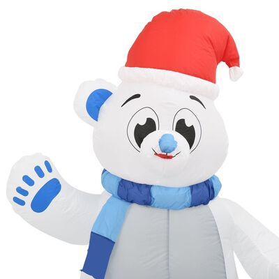 vidaXL Коледна надуваема бяла мечка с LED за закрито и открито, 2,4 м
