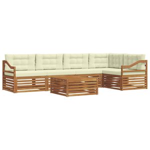 vidaXL Комплект дивани за открито 6 pcs Натурален и Крема