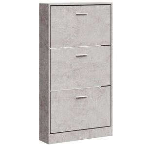vidaXL Шкаф за обувки, бетонно сив, 59x17x108 см, инженерно дърво