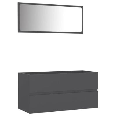 vidaXL Комплект мебели за баня, 2 бр, сив, ПДЧ
