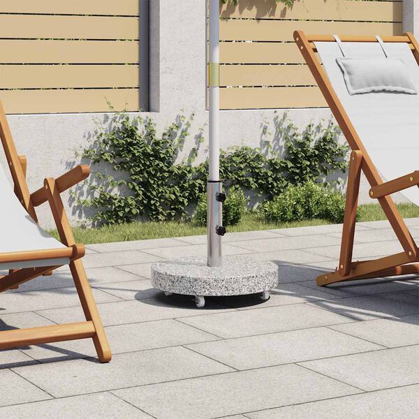 vidaXL Основа за чадър, гранит, 30 кг, кръгла, сива