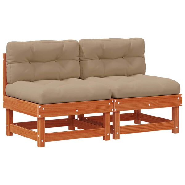 vidaXL Градинен среден диван Масивна боровина Восъчен Кафяв