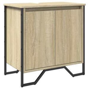 vidaXL Шкаф за мивка за баня, дъб сонома, 60x35x60 см, инженерно дърво