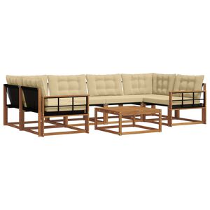 vidaXL Комплект дивани за открито 7 pcs Натурален и Бежов