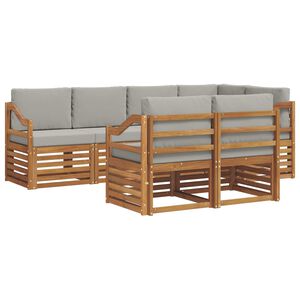 vidaXL Комплект секционен диван 7 pcs Естествено и светло сиво