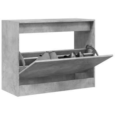 vidaXL Шкаф за обувки, бетонно сив, 80x34x63 см, инженерно дърво