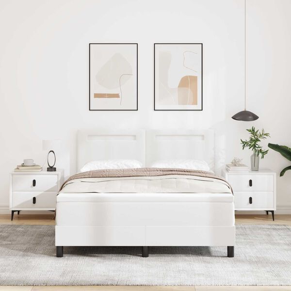 vidaXL Легло с пружинирана основа Бяло 160 x 200 cm Изкуствена