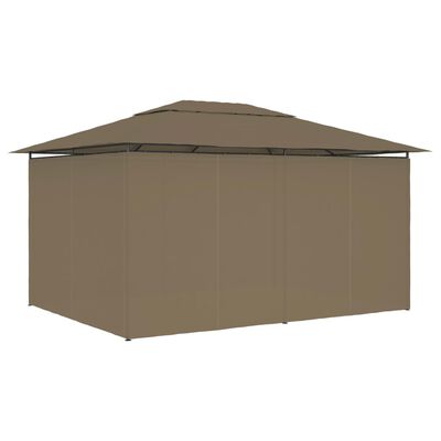 vidaXL Градинска шатра със завеси, 4x3 м, таупе, 180 г/м²