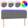 vidaXL LED горна табла за легло, тъмносива, 144x5x78/88 см, плат