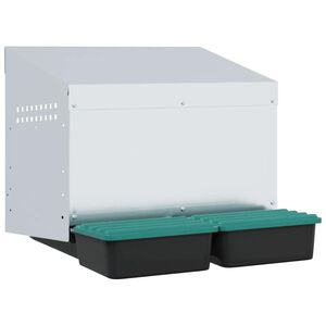 vidaXL Кутия за пилета с 2 отделения, за стенен монтаж, поцинкована стомана