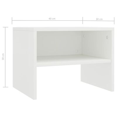 vidaXL Нощно шкафче, бяло, 40x30x30 см, ПДЧ
