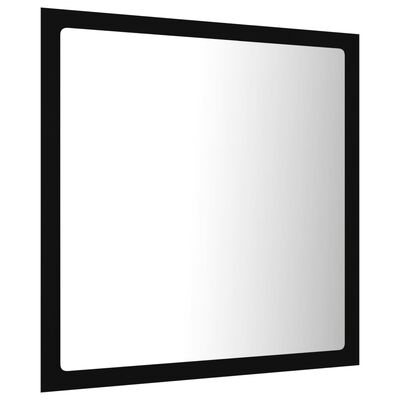 vidaXL LED огледало за баня, черно, 40x8,5x37 см, акрил